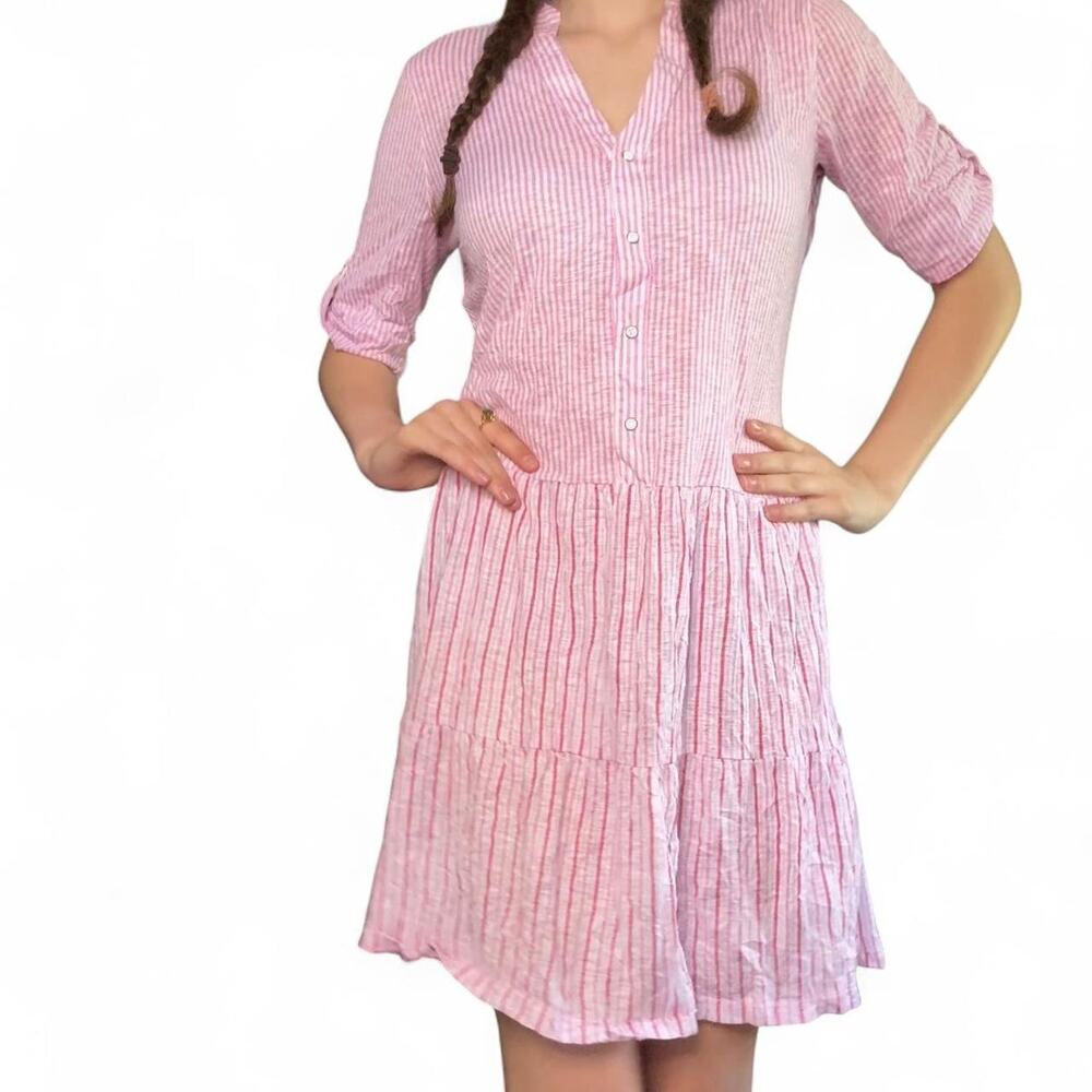 David Cline Pink and White Sundress